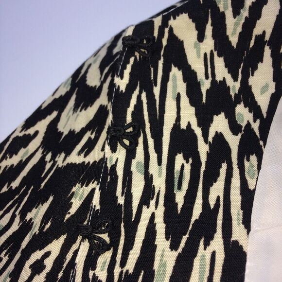 Nanette Lepore Womens Tribal Black/White/Teal-Gray 3/4 Length Sleeve Blazer-Sz 4 - Picture 9 of 14